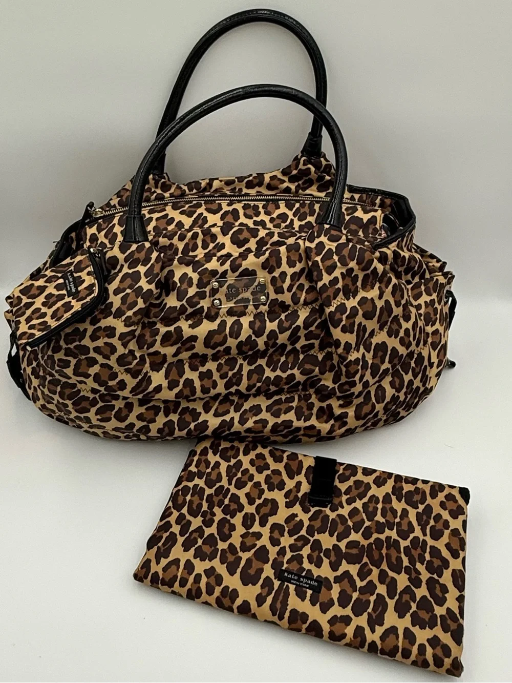 Kate Spade Leopard Stevie Nylon Diaper Bag